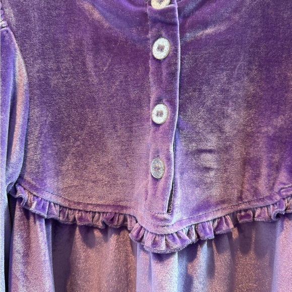 Pink Chicken Purple Rowan Velour Puff Sleeve spring Ruffle Top 8 - Picture 4 of 5